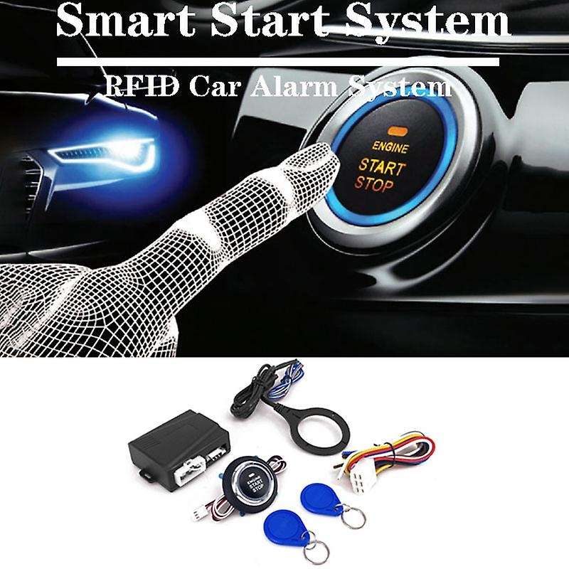 Smart RFID Car Alarm System Push Engine Button Lock Ignition Immobilizer with Remote Keyless Go Ent