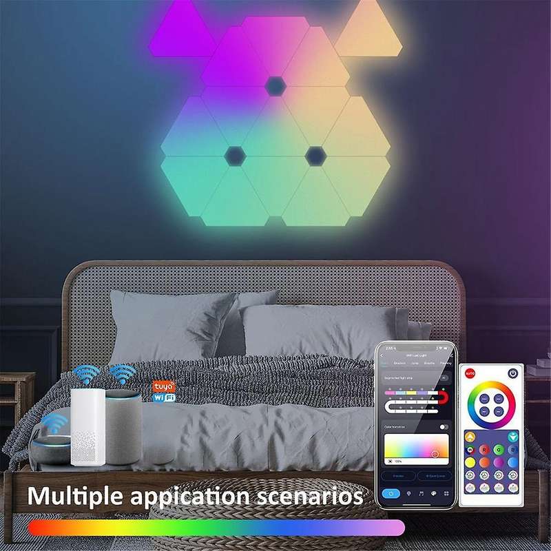 Smart Rgb Diy Led Atmosphere Lights Bluetooth Triangle Wall Light App Music Sync Game Room Tv Bedroo
