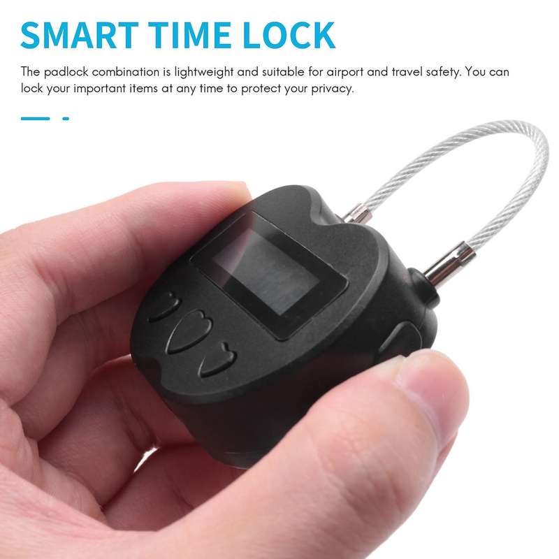 Smart Time Lock LCD Display Time Lock USB Rechargeable Temporary Timer Padlock Travel Electronic Tim