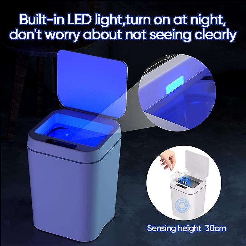 Smart Touchless Motion Sensor Trash Can 3.7 Gallons Bathroom Trash Can with Lid Automatic Trash Can