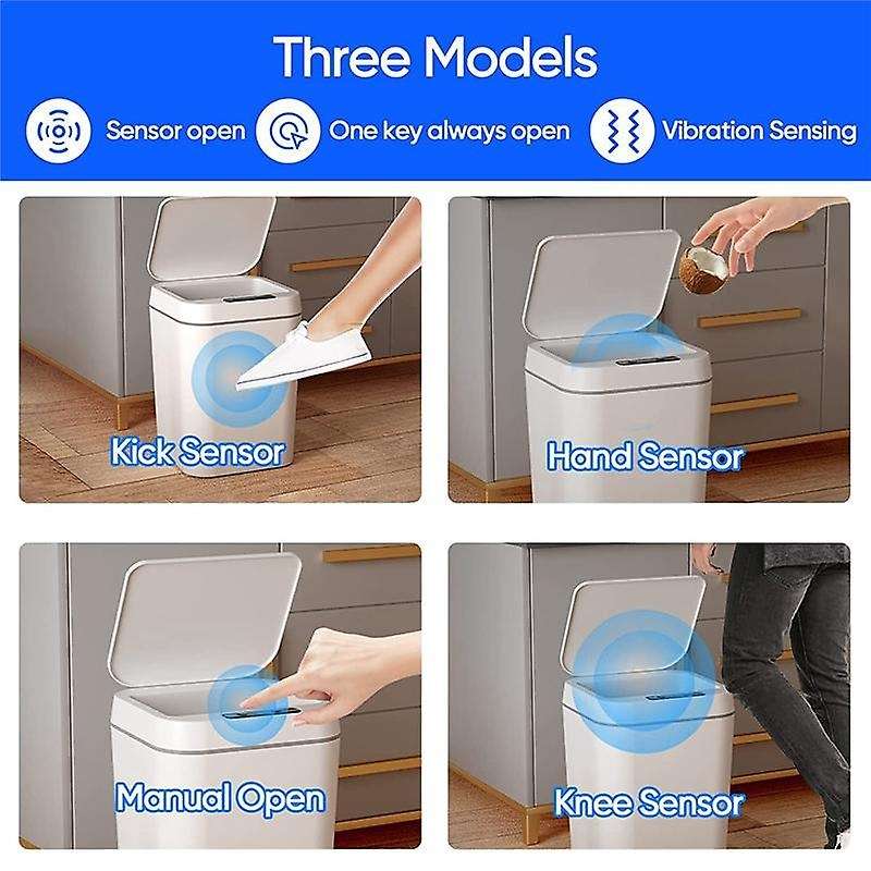 Smart Touchless Motion Sensor Trash Can 3.7 Gallons Bathroom Trash Can with Lid Automatic Trash Can