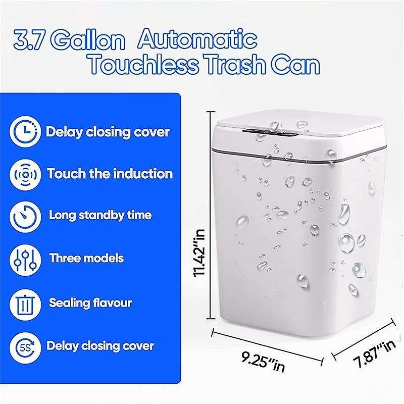 Smart Touchless Motion Sensor Trash Can 3.7 Gallons Bathroom Trash Can with Lid Automatic Trash Can