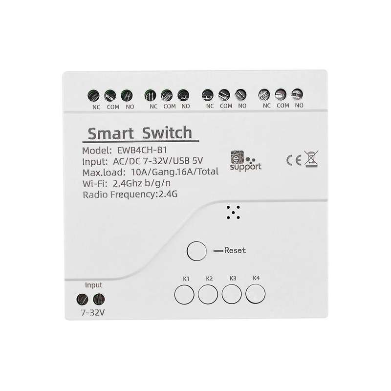 Smart WiFi Bluetooth Switch Relay Module 7-32V on Off Controller 4CH 2.4G WiFi Remote for Alexa Goog