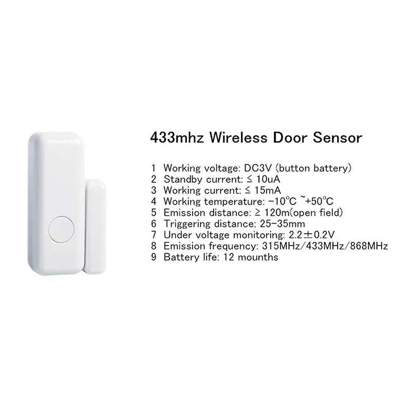 Smart Window and Door Sensor Door Sensor Detector 433mhz Door and Window Alarm ,for Home Hotel