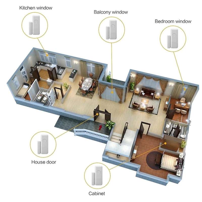 Smart Window and Door Sensor Door Sensor Detector 433mhz Door and Window Alarm ,for Home Hotel