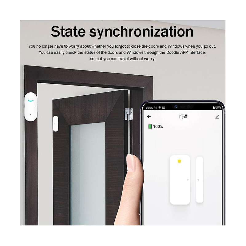 Smart Wifi Door Magnetic Detector Wifi Door and Window Sensor Door Magnetic Switch Alarm Anti-Theft