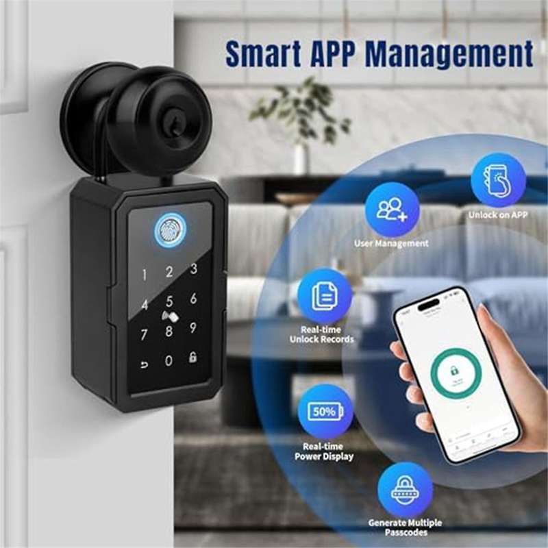 Smartkey Lock Box, Home Key Wireless Smartlock Box, Electronic Key Box App Digital Code Bluetooth Ke