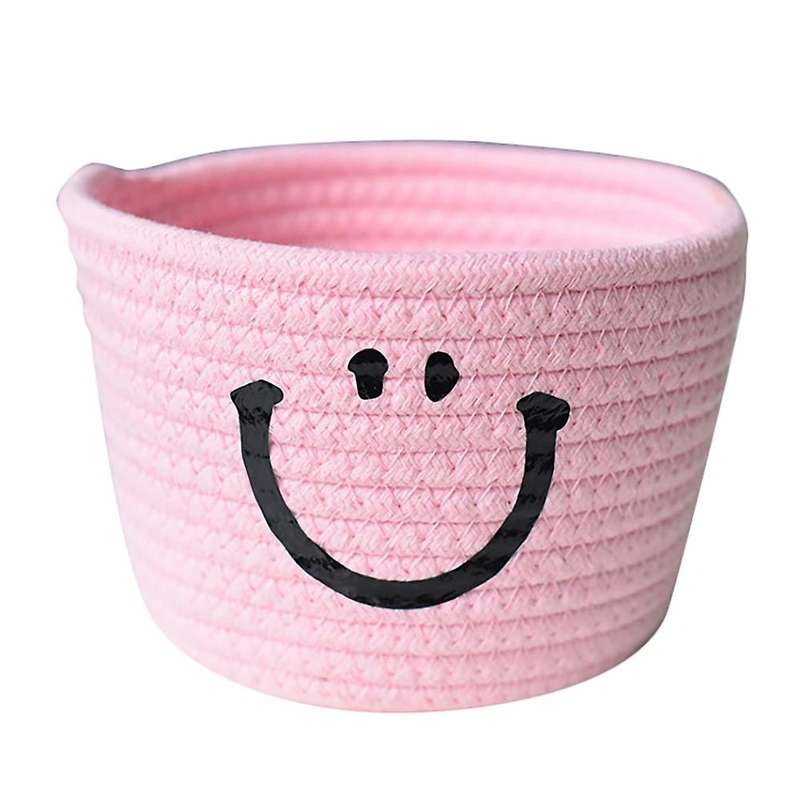 Smile Small Woven Cotton Rope Storage Baskets, Multipurpose Organizer Bins for Toys, Diapers, Key, S