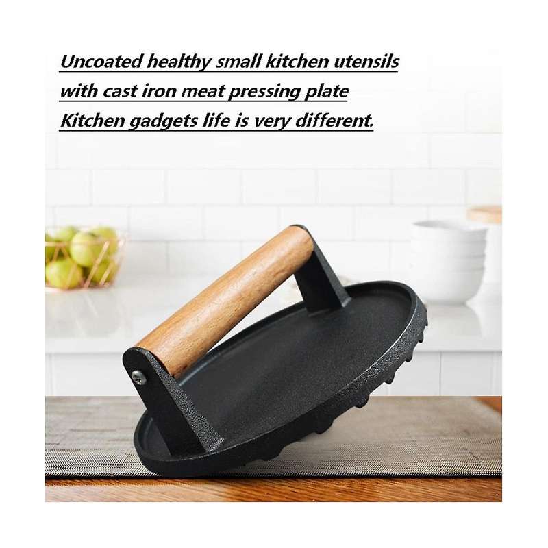 Smash Press - Heavy Duty Hamburger Press W/heat Resistant Handle - Cast Iron Grill Press, Bacon Pre