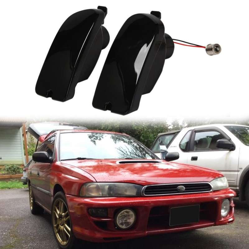 Smoke Black Car Front Bumper LED Turn Signal Indicator Lights for 1999-2001 2.5RS Coupe & Sedan SU25