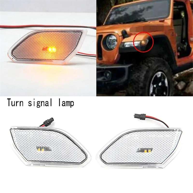 Smoked Black Led Front Side Marker Light Turn Signal Lamp Round Eyebrow Side Lamp for Wrangler JL 20