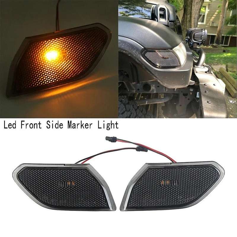 Smoked Black Led Front Side Marker Light Turn Signal Lamp Round Eyebrow Side Lamp for Wrangler JL 20