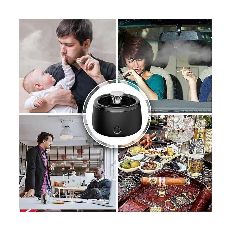 Smokeless Ashtray Indoor, Ashtrays for Smokers Rechargeable Ashtray for Car Indoor Outdoor Home Off