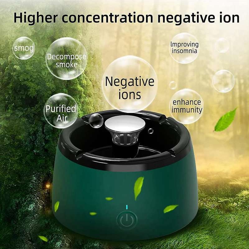 Smokeless Home Ashtray, Rechargeable Ashtray for Car (green)