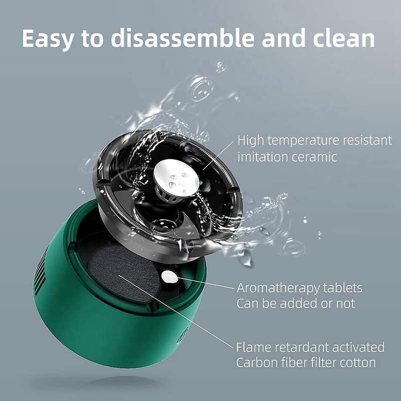 Smokeless Home Ashtray, Rechargeable Ashtray for Car (green)