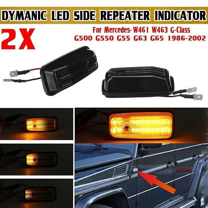 Smoked Dynamic LED Front Side Marker Lights for G-Class W463 W461 G500 G550 G55 G63 G65 Turn Signal