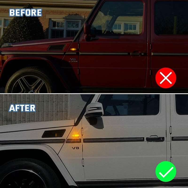 Smoked Dynamic LED Front Side Marker Lights for G-Class W463 W461 G500 G550 G55 G63 G65 Turn Signal
