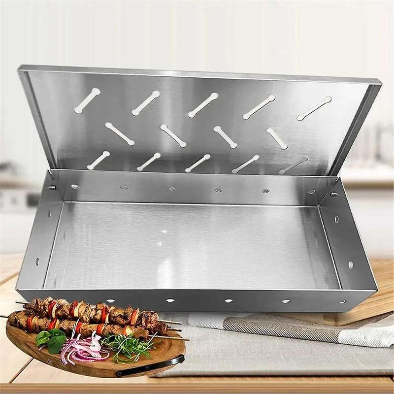 Smoker Box BBQ Smoker Box Wood Chips for Indoor Outdoor Charcoal Gas Barbecue Grill Meat Infused Sm