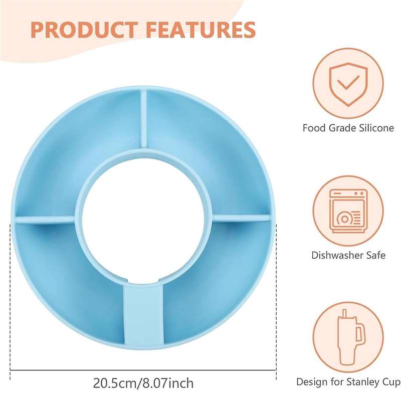 Snack Bowl for 40oz Tumbler with Handle,reusable Divided Tray Platter Food Storage Containers With