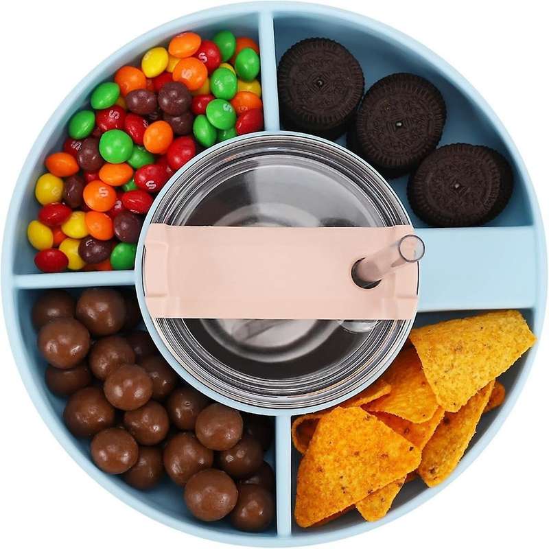 Snack Bowl for 40oz Tumbler with Handle,reusable Divided Tray Platter Food Storage Containers With