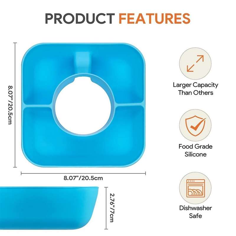Snack Tray with Cover for Accessories, Reusable Snack Bowl for 40oz Cup Handle Snack Holder