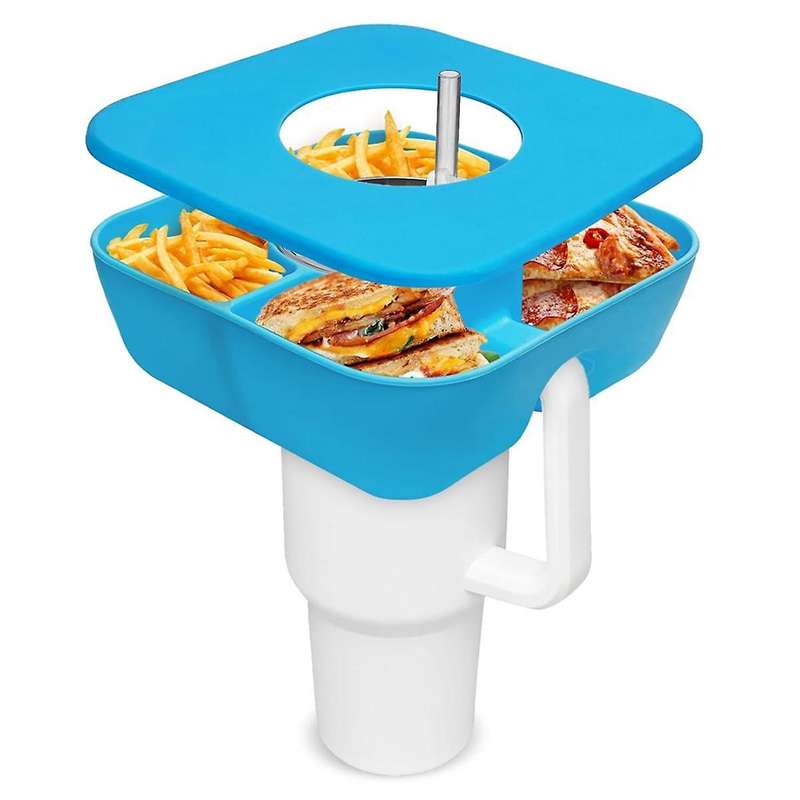 Snack Tray with Cover for Accessories, Reusable Snack Bowl for 40oz Cup Handle Snack Holder