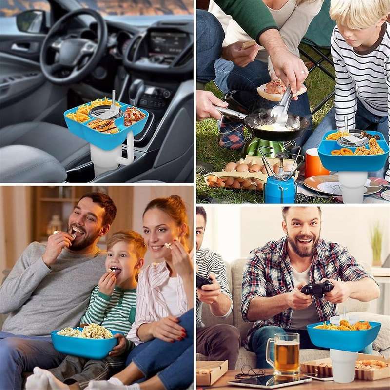 Snack Tray with Cover for Accessories, Reusable Snack Bowl for 40oz Cup Handle Snack Holder