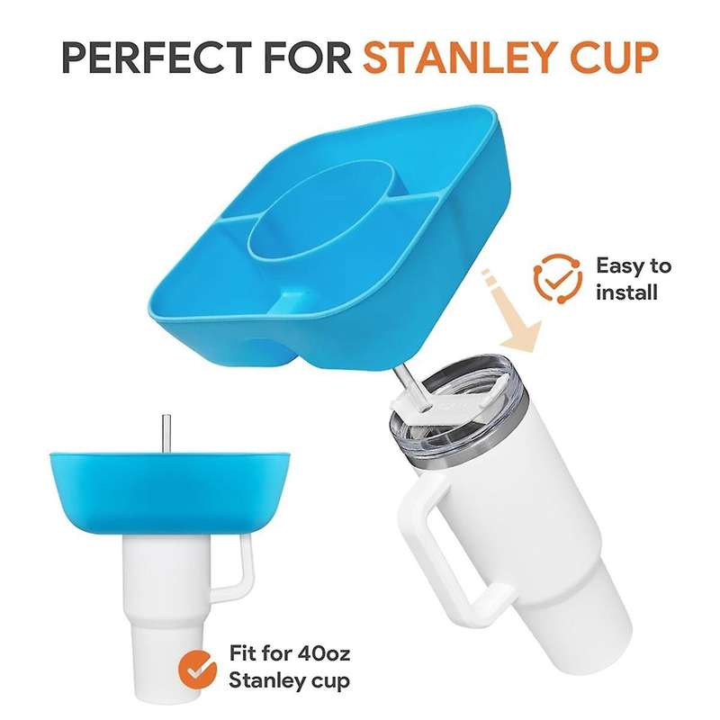 Snack Tray with Cover for Accessories, Reusable Snack Bowl for 40oz Cup Handle Snack Holder
