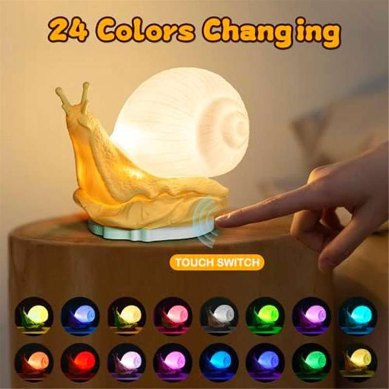 Snail Night Light for Kids, 2 Light Modes&24 Colors Baby Night Light, Cute Designed Kids Night Light