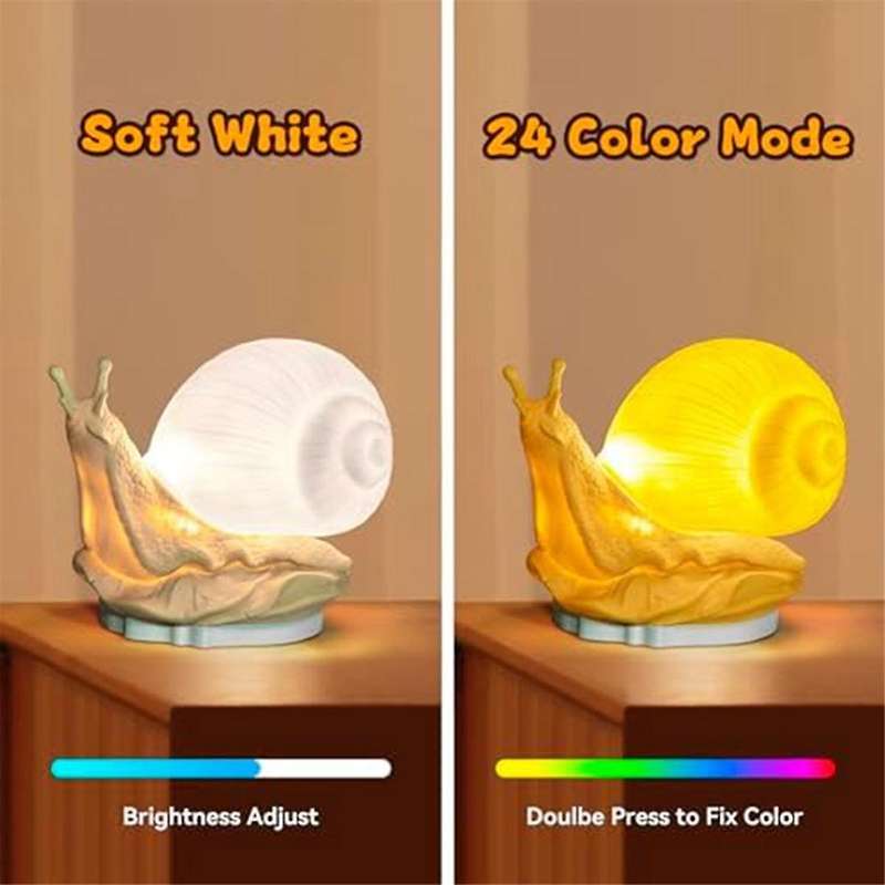 Snail Night Light for Kids, 2 Light Modes&24 Colors Baby Night Light, Cute Designed Kids Night Light