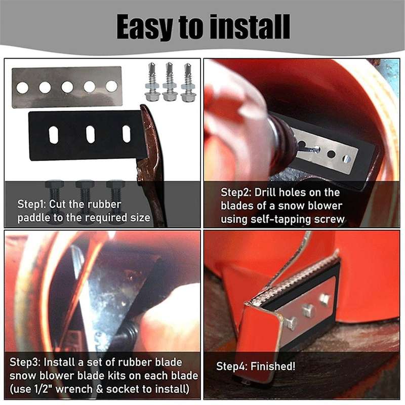 Snow Blower Impeller Modification Kit - 1/4inch 3-blade Universal, for Modifies 2-stage Machine