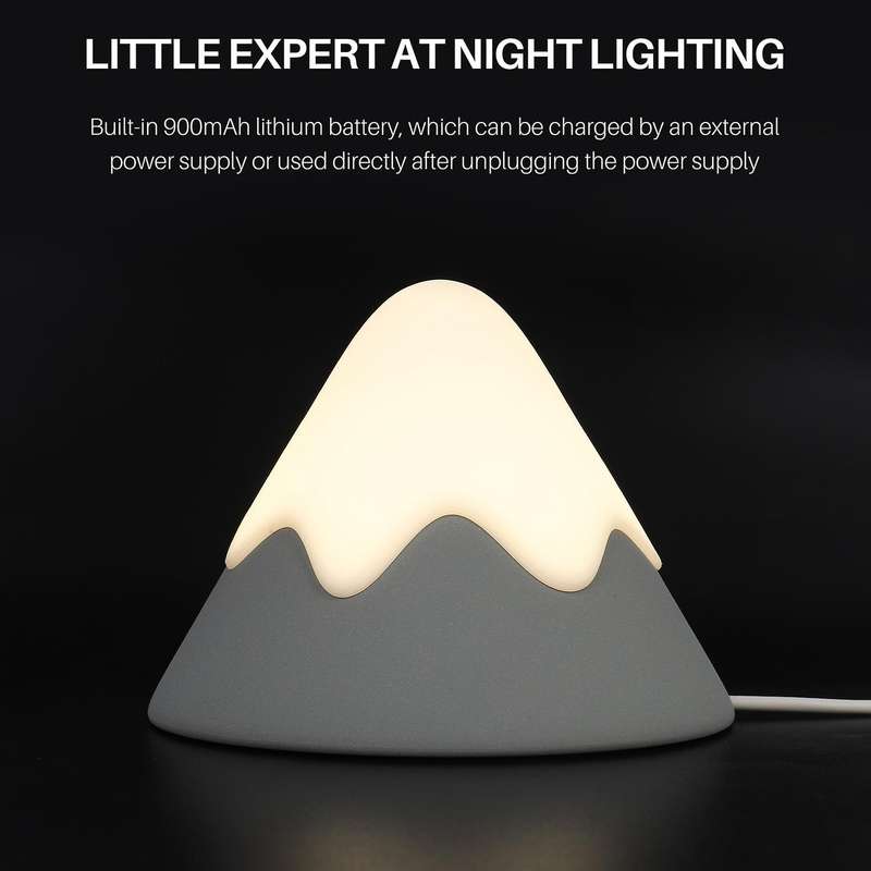Snow Mountain Lamp Rechargeable Room Night Light Like Moon Lamp Light Silicone Gray