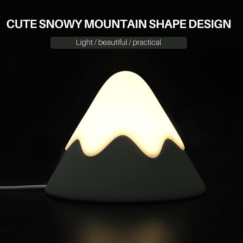 Snow Mountain Lamp Rechargeable Room Night Light Like Moon Lamp Light Silicone Gray