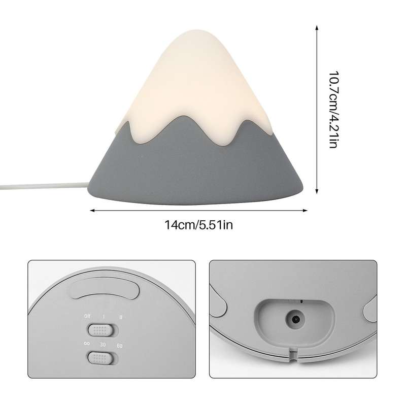Snow Mountain Lamp Rechargeable Room Night Light Like Moon Lamp Light Silicone Gray