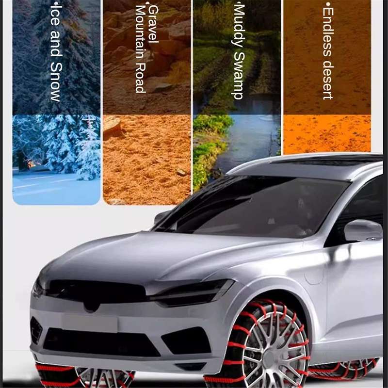 Snow Chains Emergency Winter Adjustable Anti- Tire Chains Fit Most Cars Trucks Suv Wheel Anti- Strip