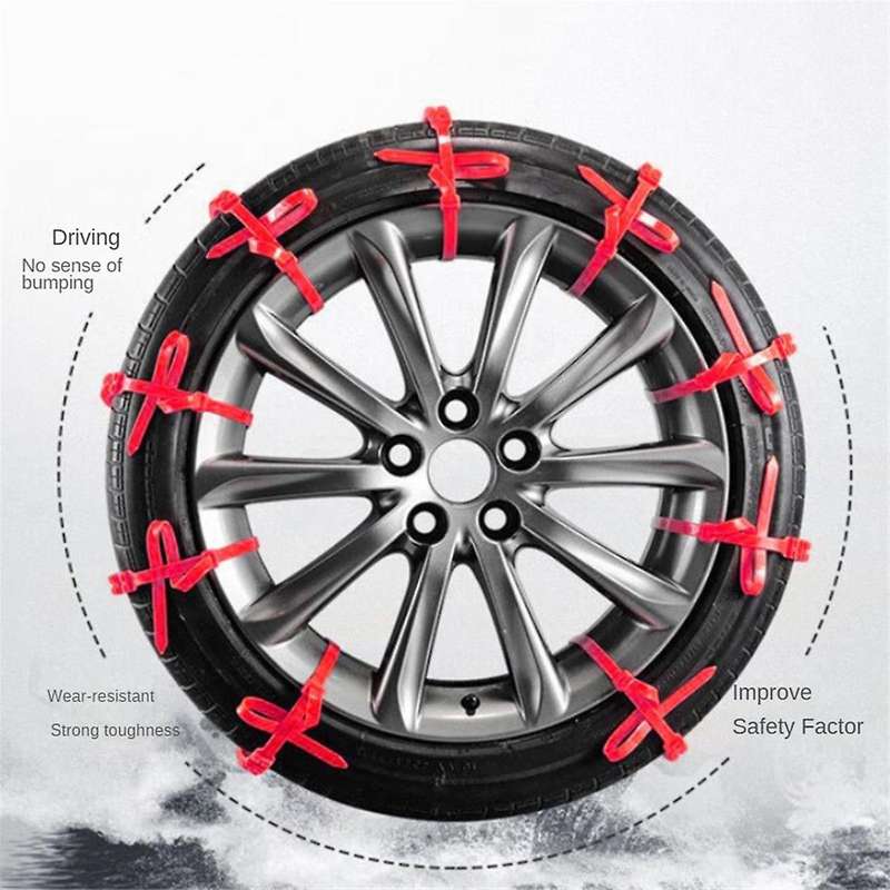 Snow Chains Emergency Winter Adjustable Anti- Tire Chains Fit Most Cars Trucks Suv Wheel Anti- Strip