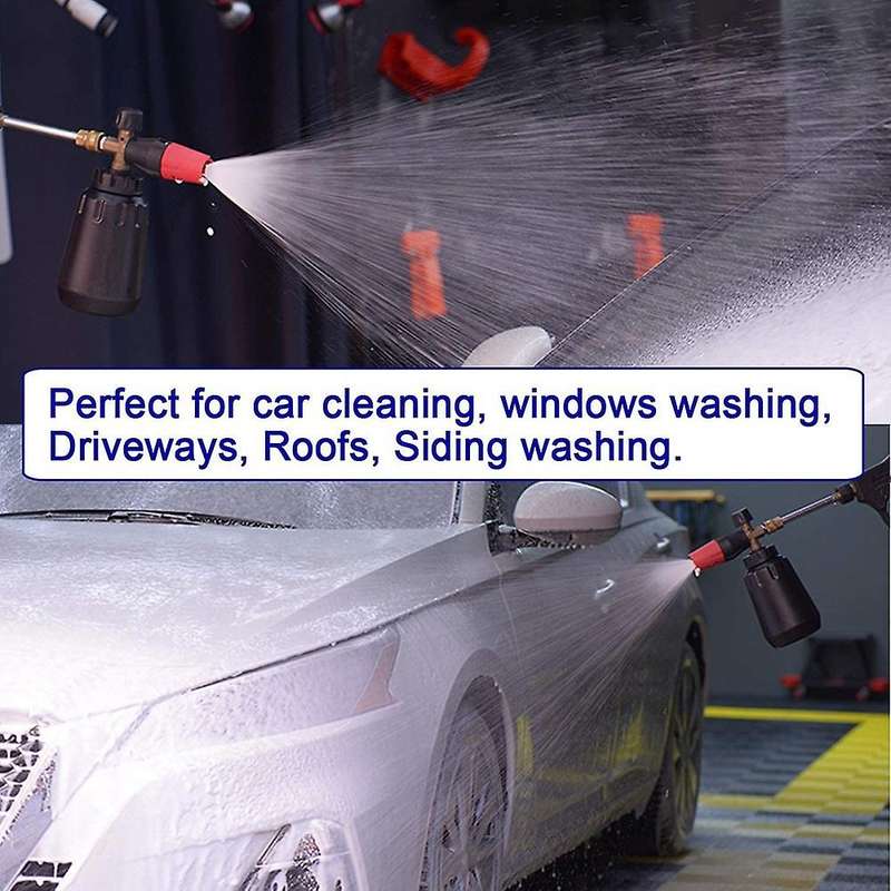 Snow Foam Cannon with 1L Bottle, Adjustable Snow Foam Lance, Heavy Duty Car Foam Blaster, 1/4Inch Q