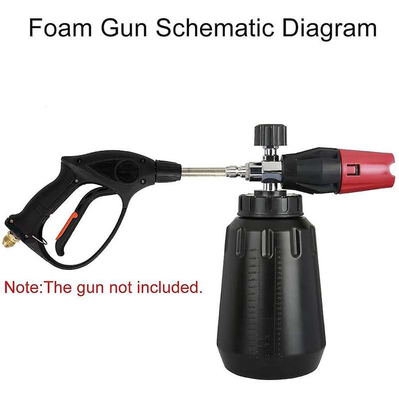 Snow Foam Cannon with 1L Bottle, Adjustable Snow Foam Lance, Heavy Duty Car Foam Blaster, 1/4Inch Q