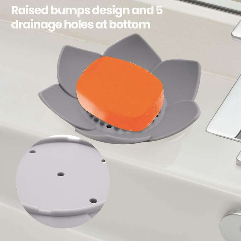 Soap Dish, Bar Soap Holder Case with Drain Holes, Silicone Soap Tray Saver Sponge Holder Soap Dishes