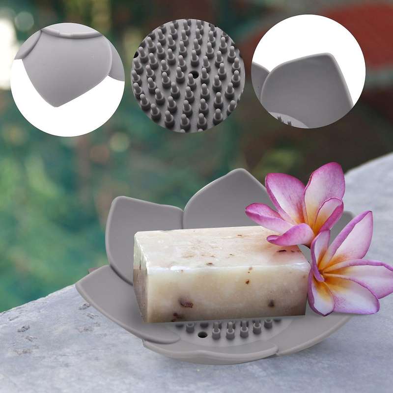Soap Dish, Bar Soap Holder Case with Drain Holes, Silicone Soap Tray Saver Sponge Holder Soap Dishes