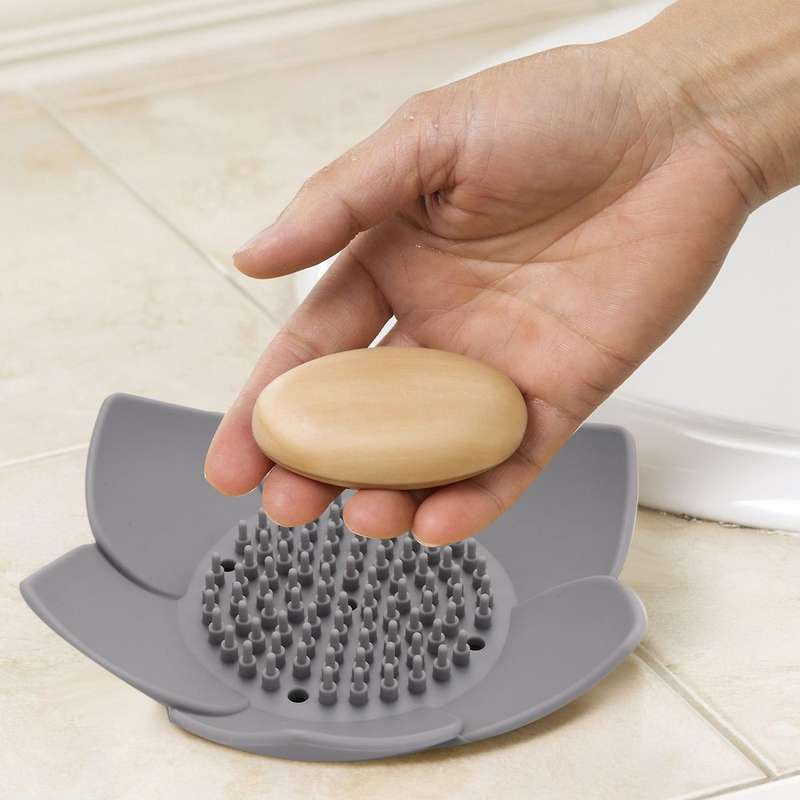 Soap Dish, Bar Soap Holder Case with Drain Holes, Silicone Soap Tray Saver Sponge Holder Soap Dishes