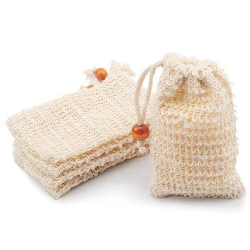 Soap Bags for Shower 60 Pack Natural Ramie Soap Saver Pouch Soap Mesh Bag with Drawstring