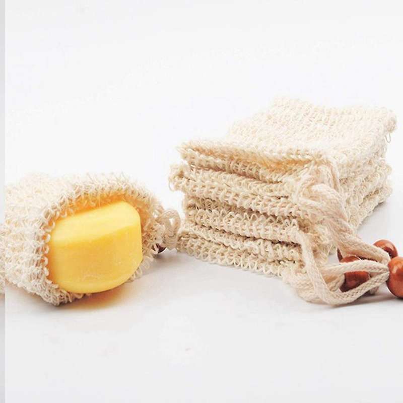 Soap Bags for Shower 60 Pack Natural Ramie Soap Saver Pouch Soap Mesh Bag with Drawstring