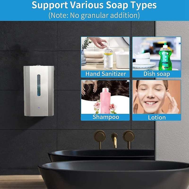 Soap Dispenser 600ML,Automatic Sensor Stainless Steel Liquid Drip Touchless Wall Mount Hand Sanitize