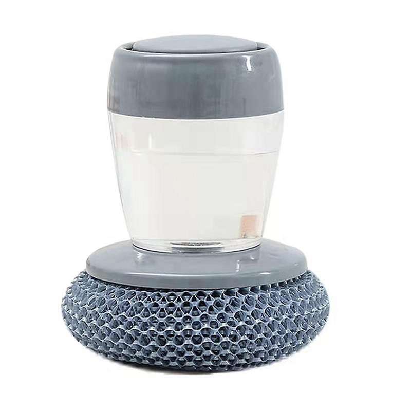 Soap Dispenser Brush for Kitchen Sink Pot Oven Dish Scrubber with Holder Push-type Liquid Adding Pe