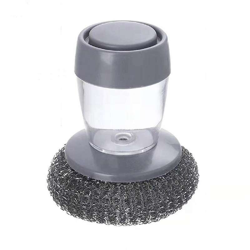 Soap Dispenser Brush for Kitchen Sink Pot Oven Dish Scrubber with Holder Push-type Liquid Adding Pe