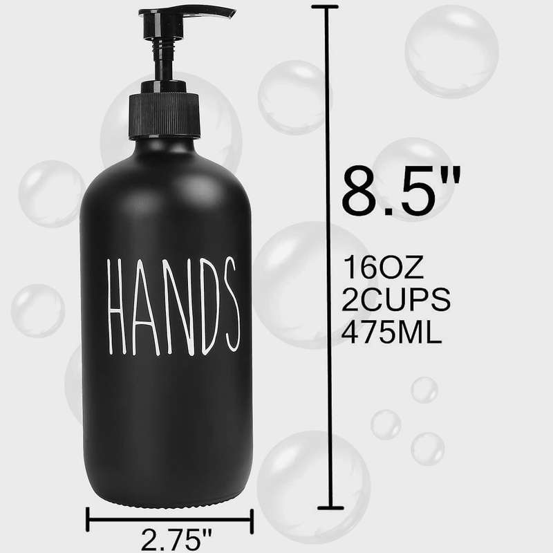 Soap Dispenser Set 2 Pack,contains Dish Soap Dispenser and 16 Oz Glass Soap Dispenser with Pump (bl