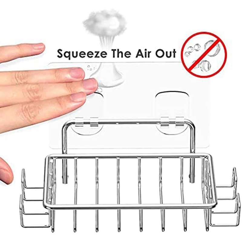 Soap Holder for Shower Wall with 4 Hooks, Stainless Steel Adhesive Soap Dish for Bathroom, Silver 1