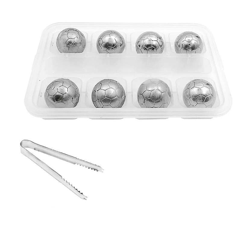 Soccer Whiskey Stones Stainless Steel Reusable Ice Cubes & Ice Tongs Chilling Rocks for Vodka/Beer R