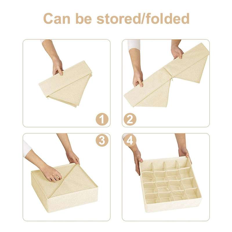 Sock Underwear Organizer Dividers, 64 Cell Fabric Foldable Cabinet Closet Organizers and Storage B